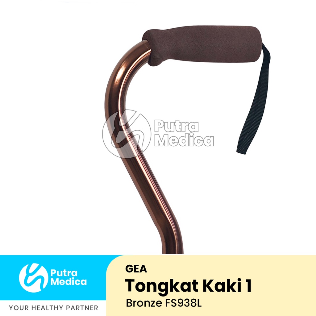 Gea Tongkat Kaki 1 Lengkung FS938L [Bronze] / Alat Bantu Jalan / Terapi Berjalan / Walking Stick