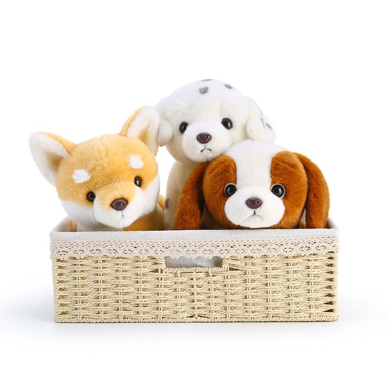 Mainan Boneka Stuffed Plush Simulasi Anjing Warna Putih Untuk Anak Perempuan