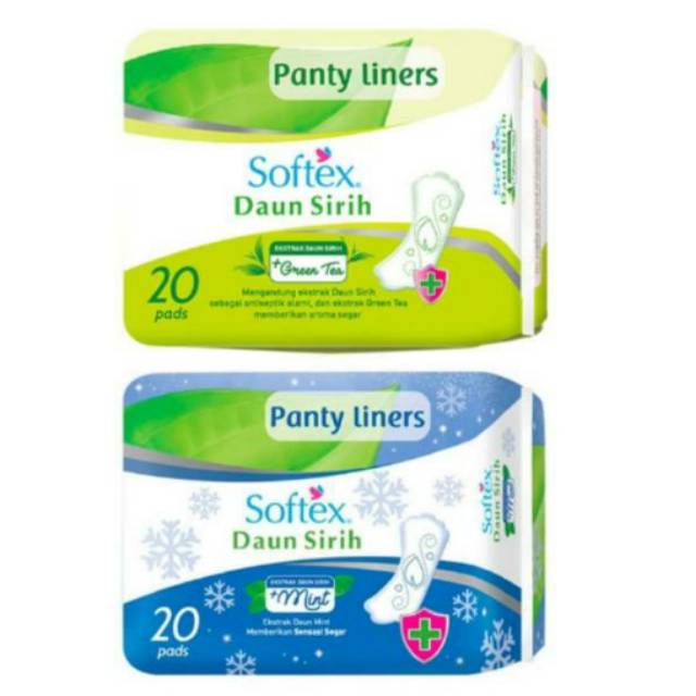 SOFTEX kecil pantyliner isi 20 pads Daun sirih / mint / greentea pembalut wanita (no.07)