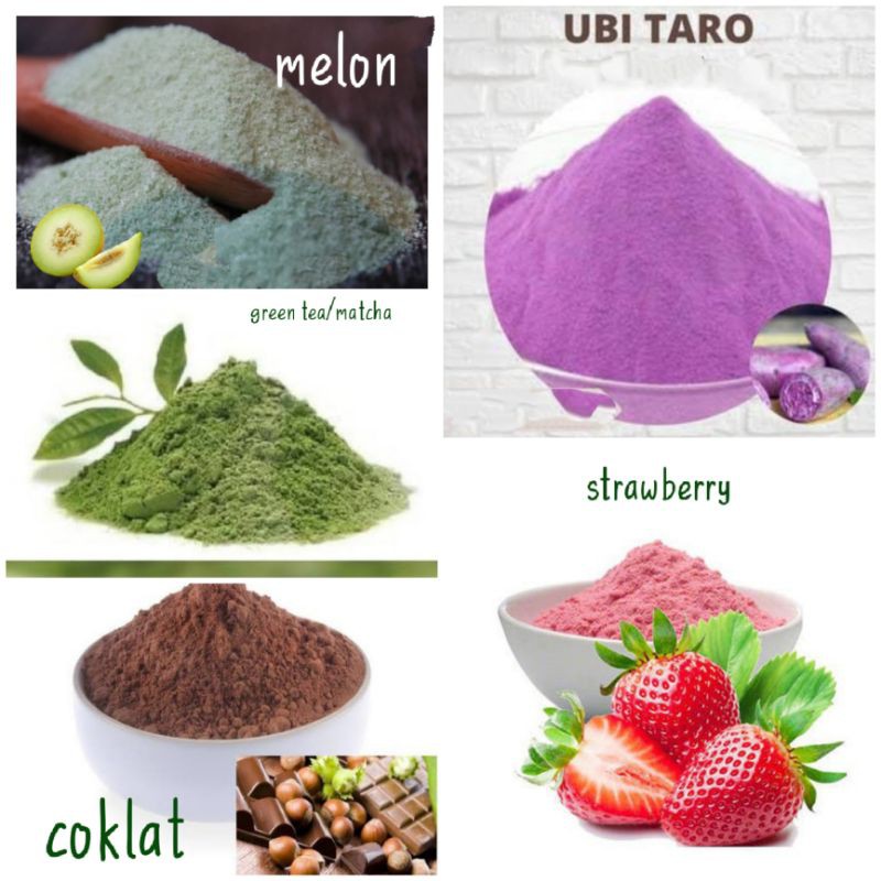 

Bumbu Tabur kemas (COKLAT, Strawberry, MELON, GREEN TEA DAN UBI TARO)