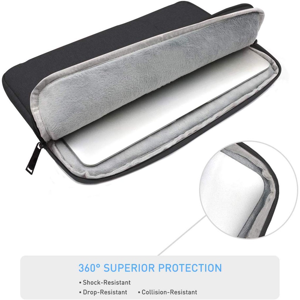 Tas Laptop 14inch Softcase Sleeve Macbook Pocket Handstrap Waterproof - Black