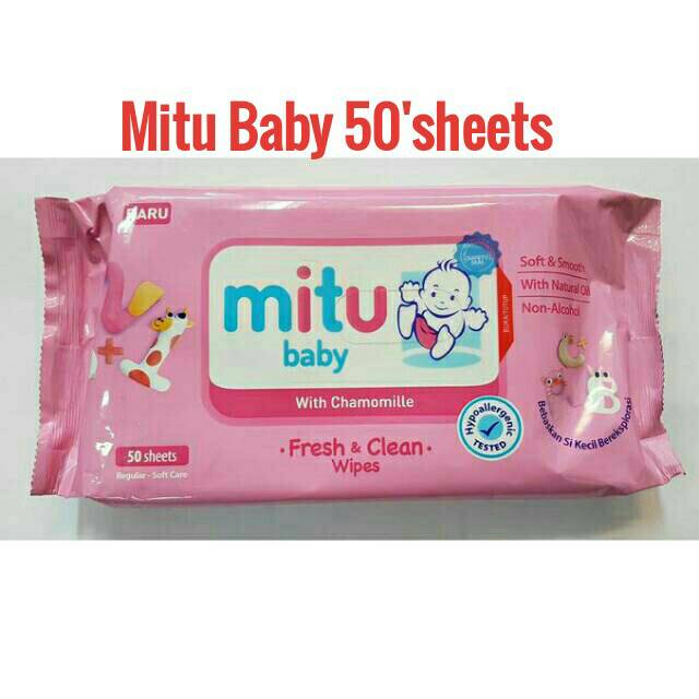 Mitu Baby Wipes Tissue Basah isi 50sheets/lembar Mitu Biru Mitu Pink