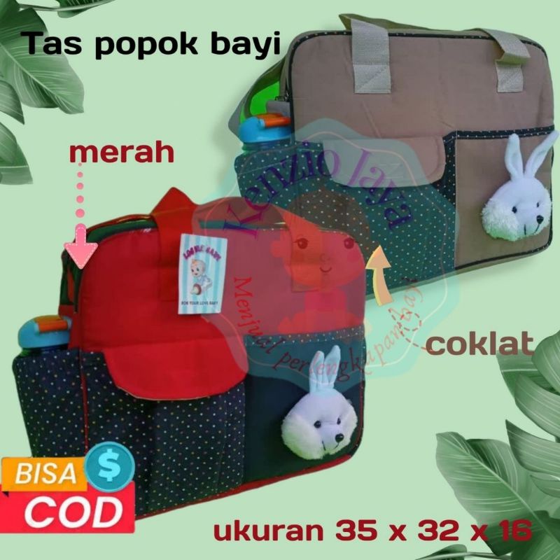 tas bayi motif boneka polkadot