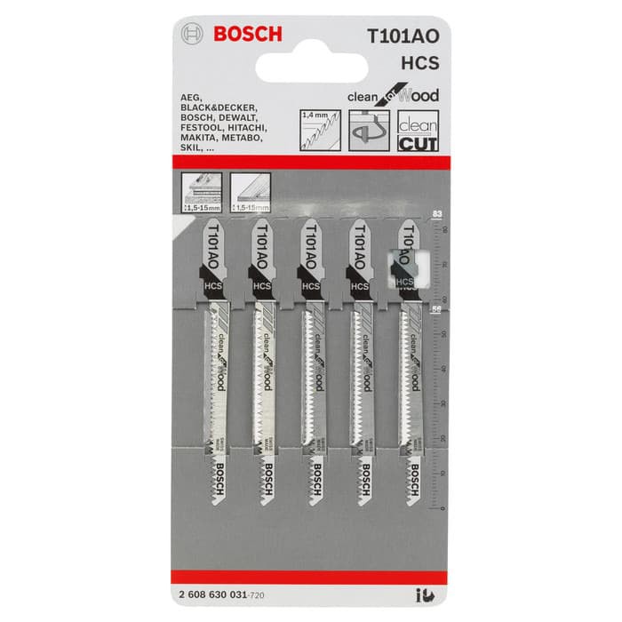 Bosch Mata Jigsaw/Mata Gergaji Bosch T101AO Bosch untuk kayu melengkung dan bersih (Perpack)