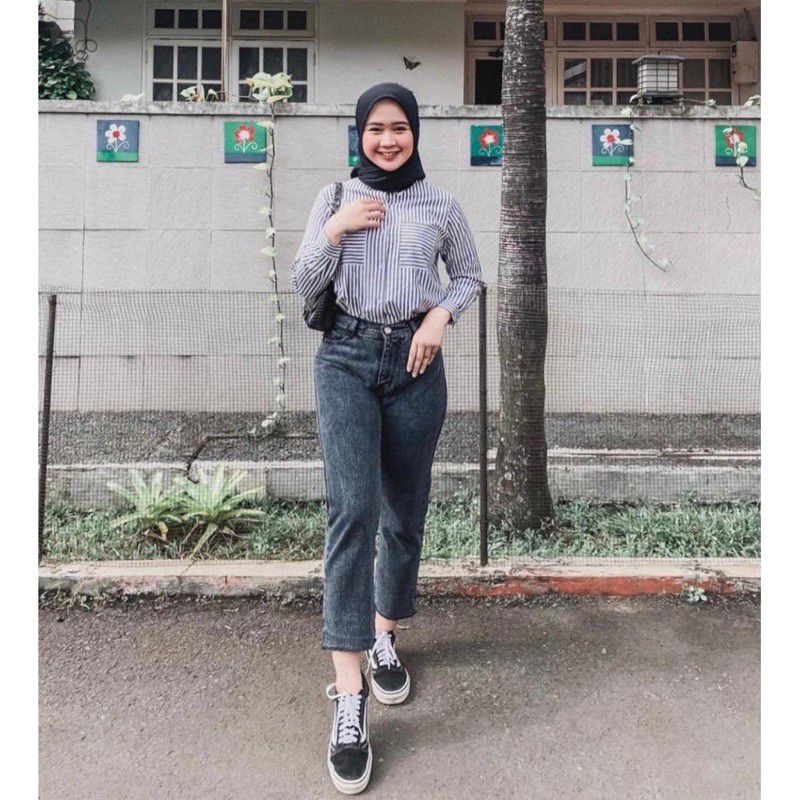 BF CELANA WANITA BOYFRIEND SNOWBLACK//BLACK SNOW BOYFRIEND JEANS