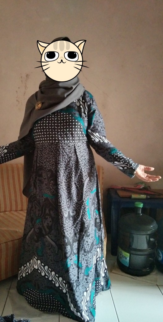 Batik Couple Keluarga Sania Ruffle Ori Ndoro Jowi Termurah Motif Dimensi Abu