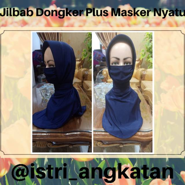 Jilbab Dongker Plus Masker Nyatu