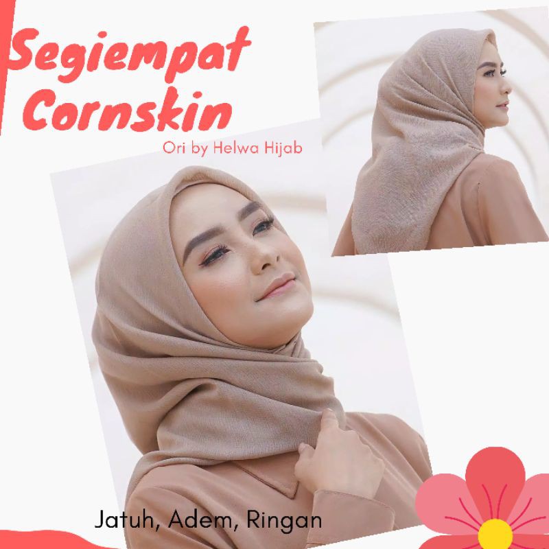 Hijab Segiempat Polos Cornskin Helwa