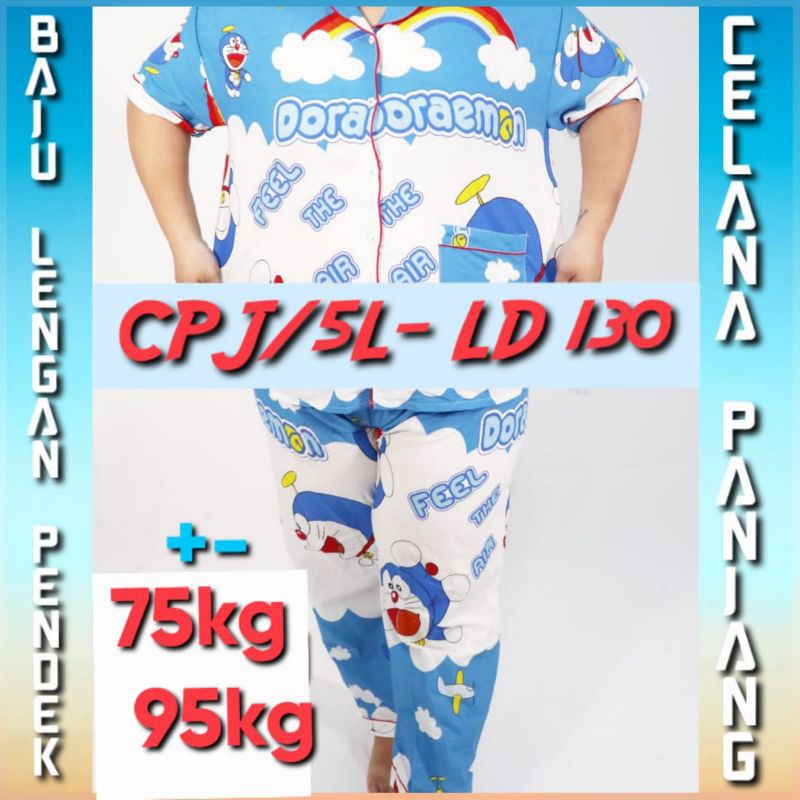 PIYAMA JUMBO CELANA PANJANG BAJU LENGAN PENDEK LD 150 140 130 120 SET PAKAIAN TIDUR WANITA DEWASA