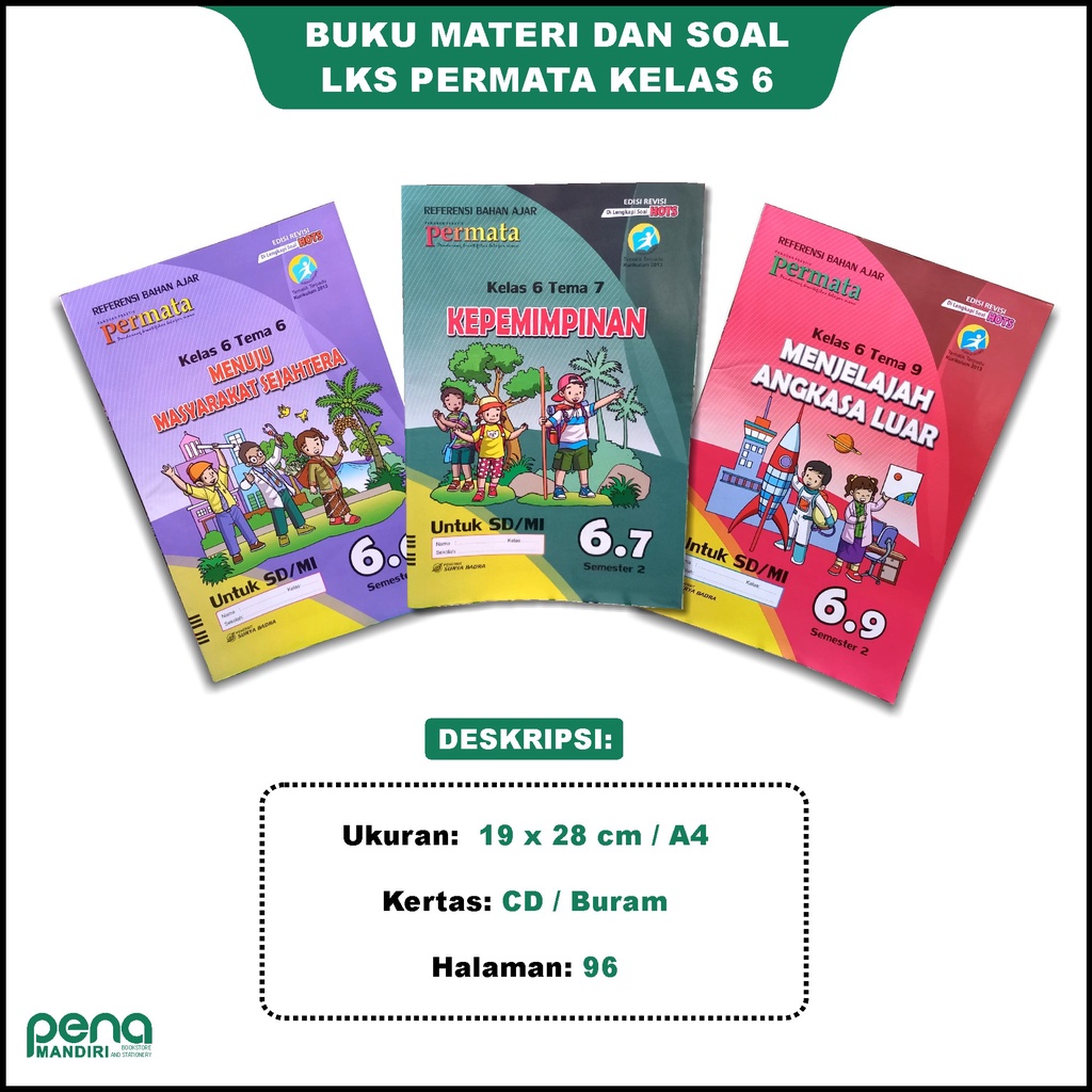 BUKU LKS PERMATA TEMATIK KELAS 6 SD TEMA 1 2 3 4 5 6 7 8 9 SEMESTER 1 DAN 2