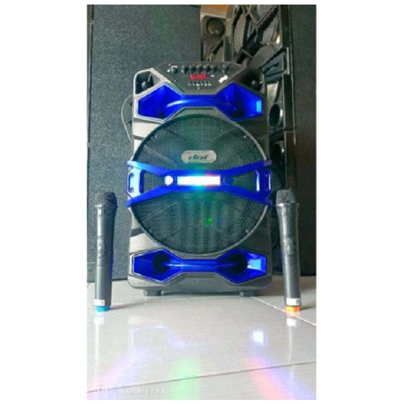 Speaker Trolley Portable DAT DT 1218 Free 2 Mic Wireless