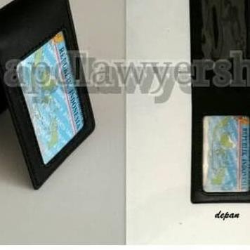 

✼ Name Tag ID Card Saku Dompet Kartu kulit asli 2 Slot hitam Dof PREMIUM ♙
