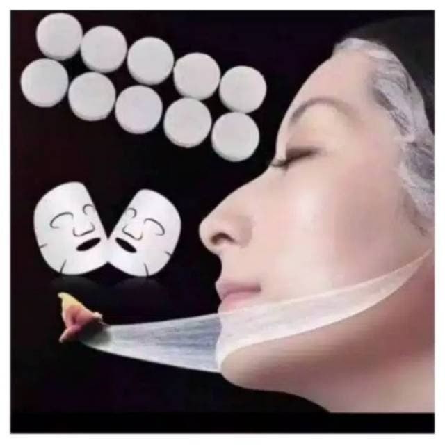 5pc Masker Kertas Facial Compressed Paper Mask Sheet / Tablet Mask Pack Hijau