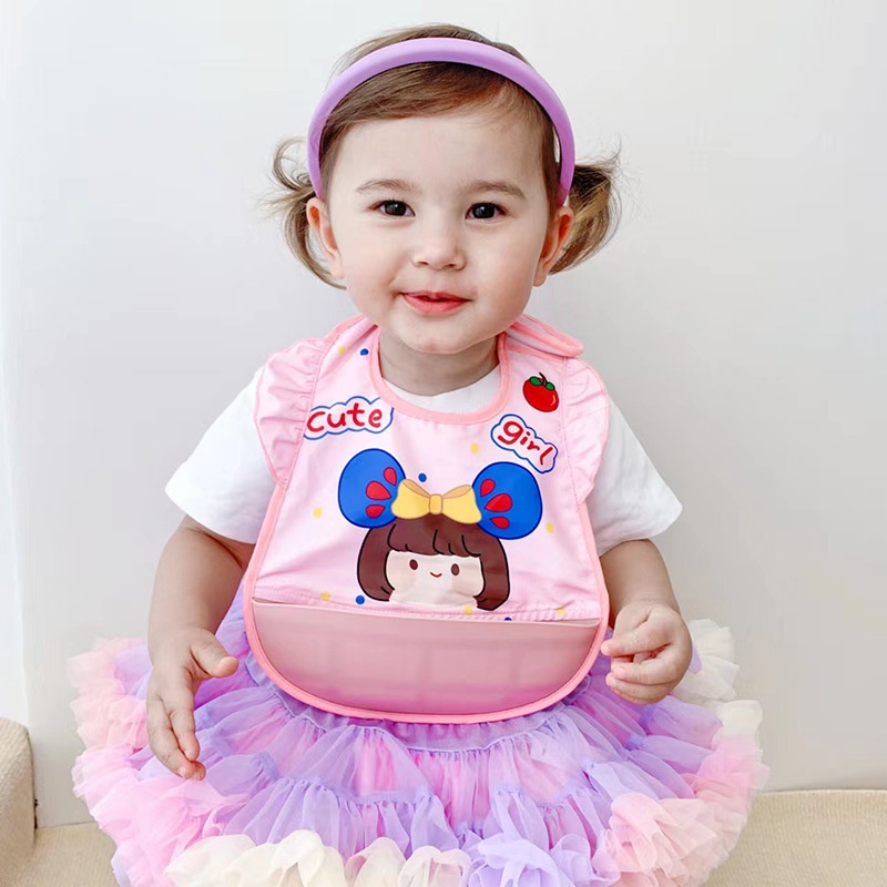 BIANCA - Bibs Anak / Celemek Anak Kecil Kantong Silikon YUMMY SERIES