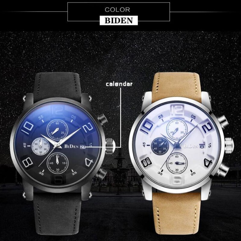 JAM TANGAN BARU PRIA BIDEN 0050 TALI KULIT LEATHER STRAP MEWAH RELOGIO MASCULINO SPORT BUSINESS