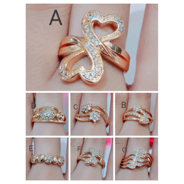 RAC013 cincin xuping wanita lapis emas dgn mata mata zircon