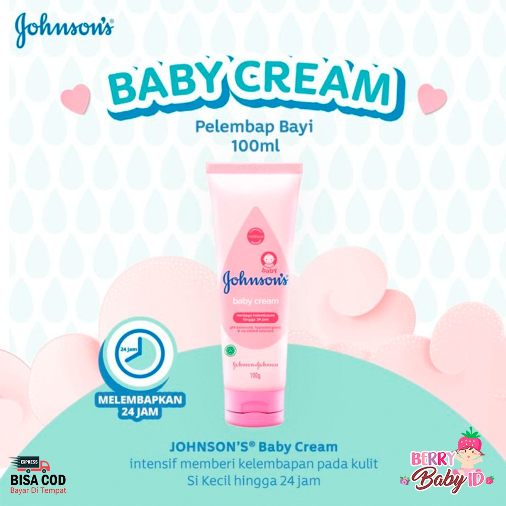 Johnson's Baby Cream Krim Lotion Losion Bayi Hypoallergenic Johnson's Berry Mart