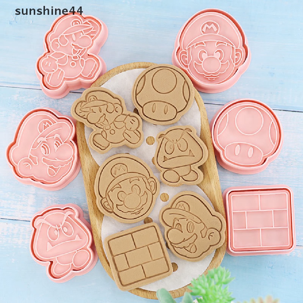 Sunshine 6Pcs / Set Cetakan Kue / Cookies / Fondant Bentuk Action Figure Super Mario 3D Untuk Pesta Halloween