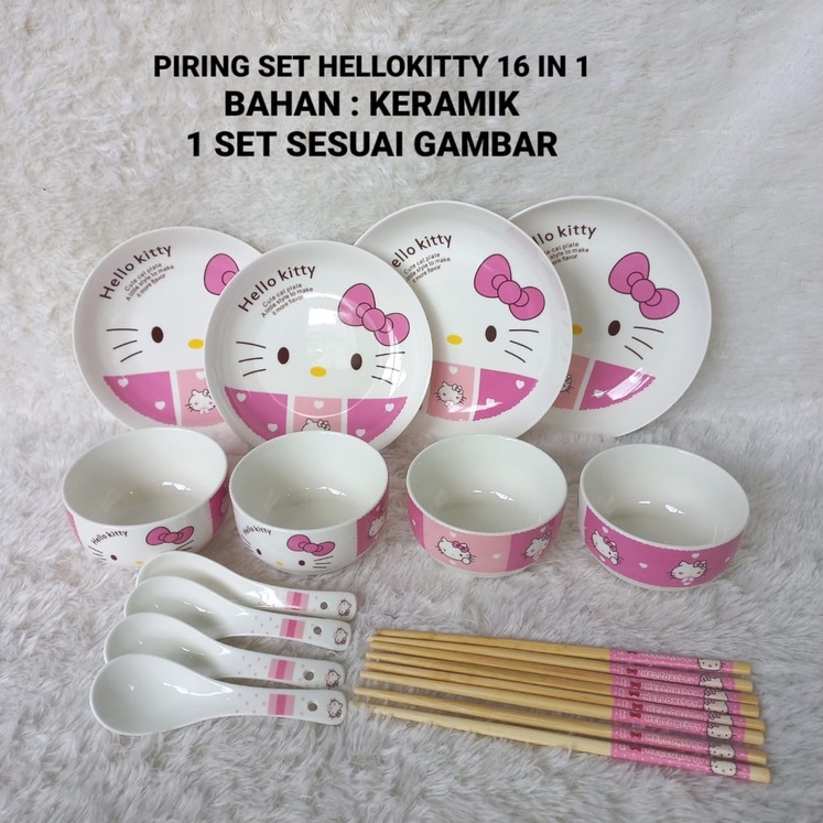 PIRING SET HELLOKITTY / PIRING HELLOKITTY / HELLOKITTY / KOLEKSI HELLLOKITTY / PIRING SET DORAEMON /