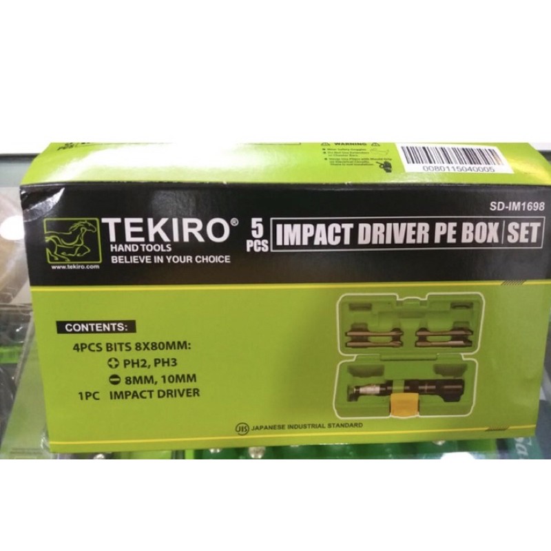 Obeng Ketok TEKIRO Set 5pcs Kotak PVC - IMPACT DRIVER PE BOX TEKIRO SD-IM1698