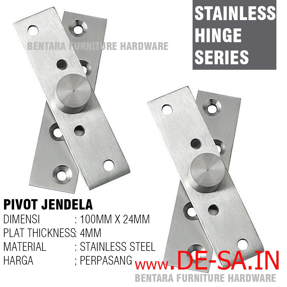 2 x Engsel Pivot Tengah 4&quot; / 100 MM - Jendela - Stainless Steel