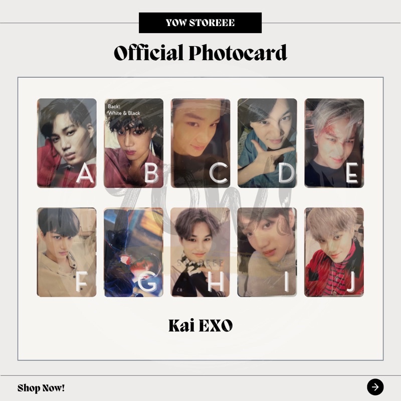[KAI] Photocard Kai - PC Kai EXO Countdown, Sing For You K (White), SFY M (Black), Lucky One, Lotto 
