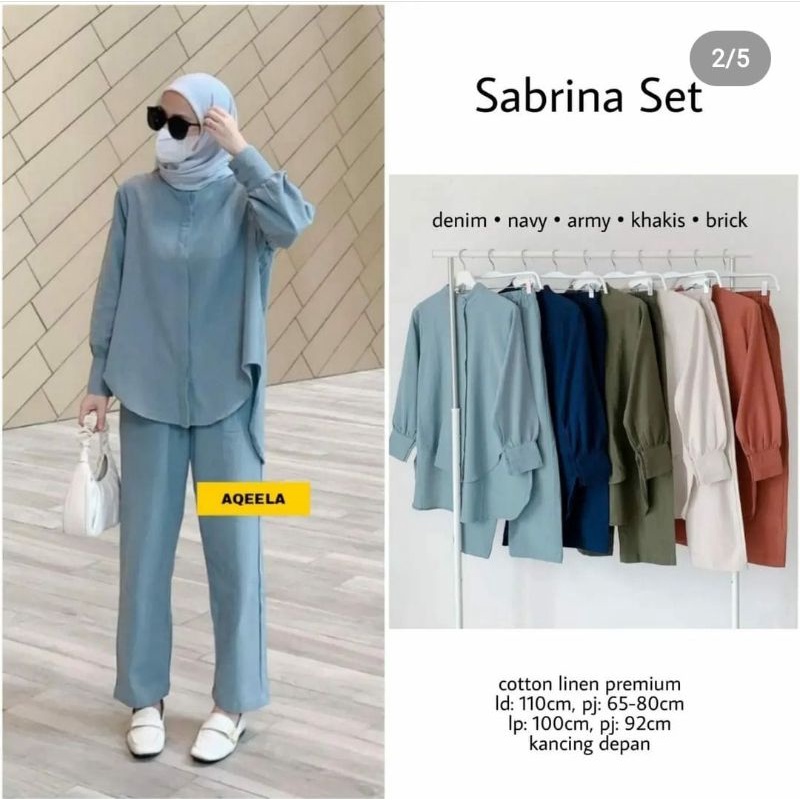Setelan kemeja lengan panjang wanita bahan linen terbaru - Set sabrina linen