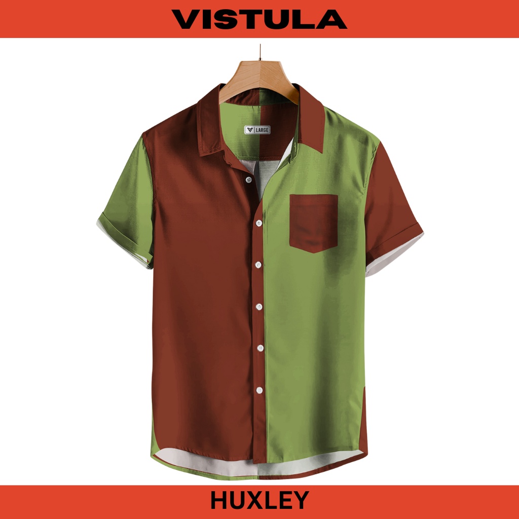 Kemeja Pantai Lengan Pendek Pria Color Block Series - HUXLEY