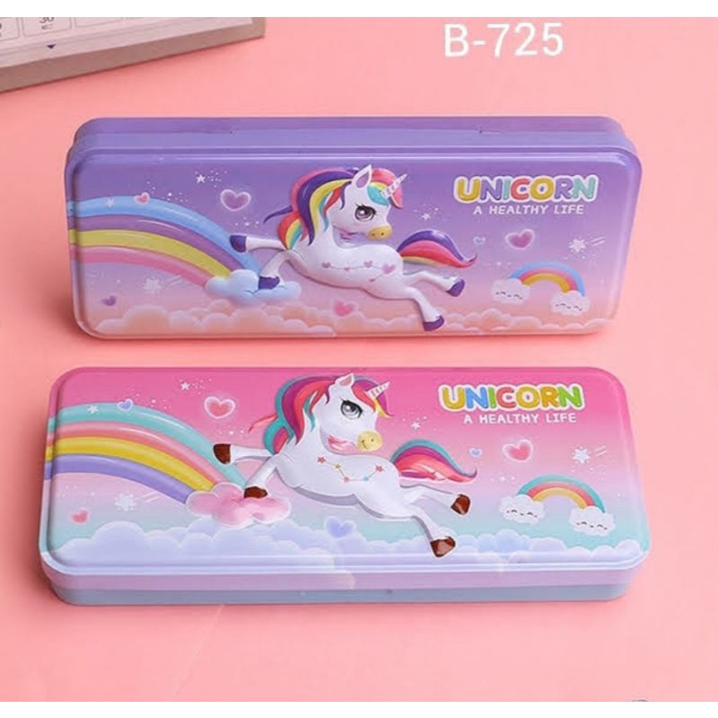 

tempat pensil kaleng unicorn timbul B-725
