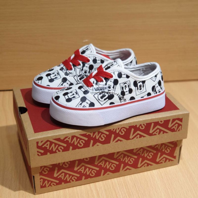 SEPATU ANAK ANAK PEREMPUAN VANS AUTHENTIC MICKEY TALI MERAH