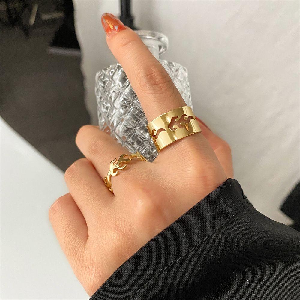 Preva Flame Ring Engagement 2 Pcs Fashion Perhiasan Pernikahan Cincin Pasangan Romantis Yang Dapat Disesuaikan