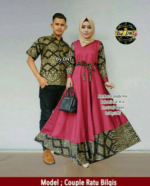 COUPLE BATIK RATU BILQIS MURAH /BATIK SARIMBIT MUSLIMAH MUSLIM SYAR'I ROK LEBAR MODEL GAMIS MURAH