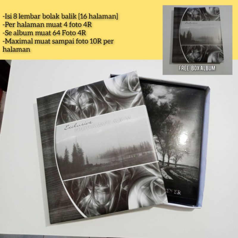 ALBUM FOTO MAGNETIC UKURAN BESAR MOTIF NEW JOURNEY HITAM SPIRAL WHITESHEET