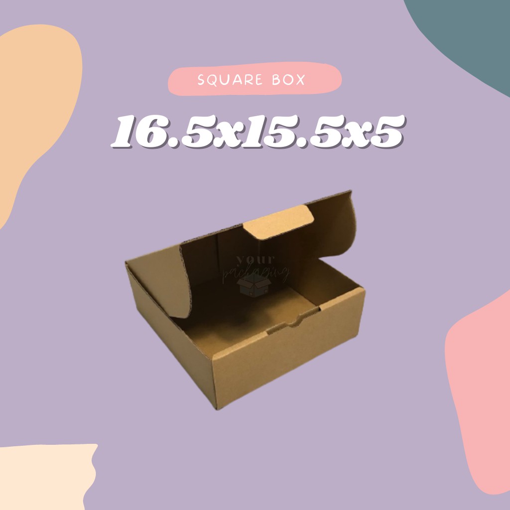 

SQUARE BOX 16.5x15.5 x5 / DUS CORRUGATED DIE-CUT E-FLUTE / KARDUS MURAH KEMASAN OLSHOP / DUS KEMASAN