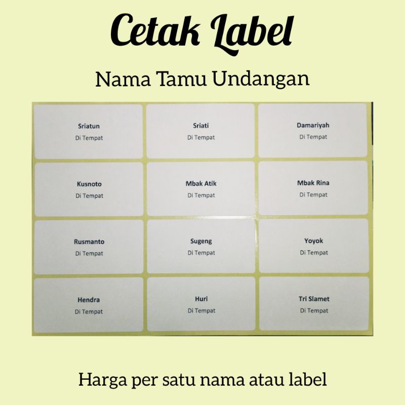 

Label Nama Undangan 103 | Proses Sehari Jadi