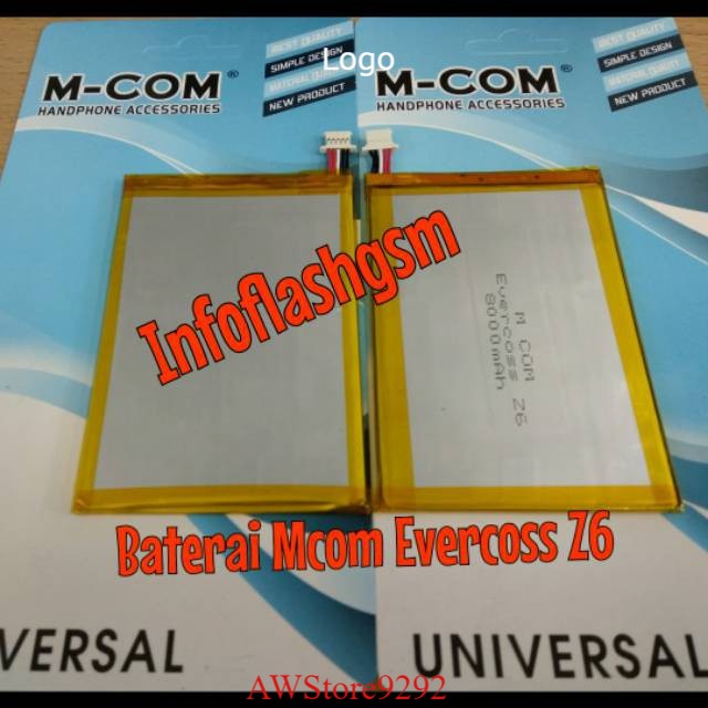 Mcom Battery Batre Baterai Double Power Mcom Cross Evercoss Tab Tablet Z6 - Socket