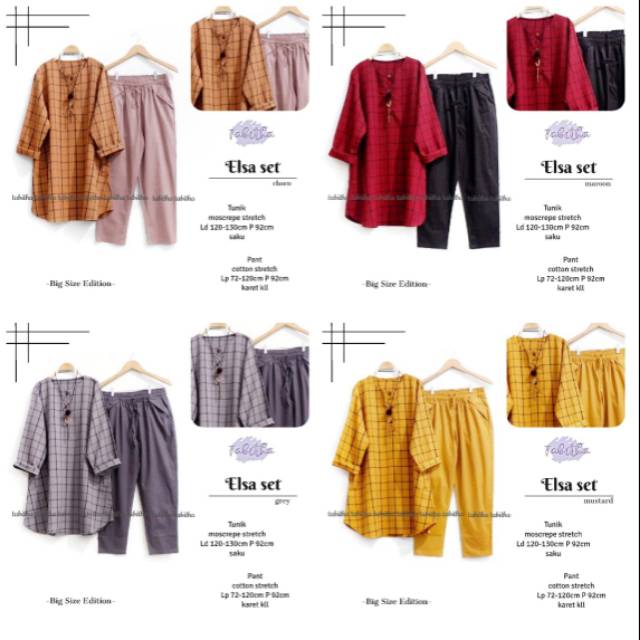 Elsa setelan wanita super jumbo fashion solo recommended high quality fashion solo