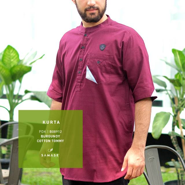 Baju Samase Kurta B 089 Burgundy - Cotton Tommy