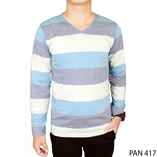 Baju Kaos Lengan Panjang Untuk Pria Katun Biru Muda – PAN 417