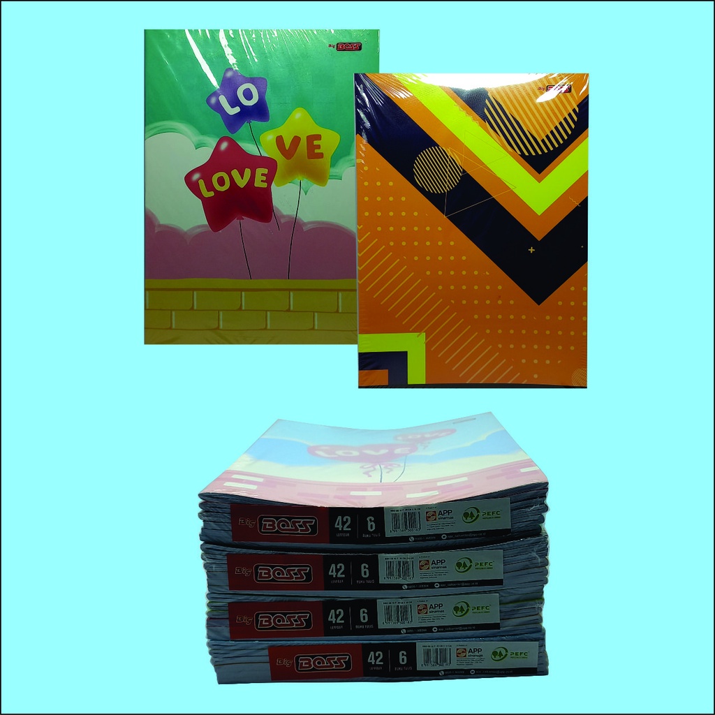 

BUKU TULIS BIG BOOSS 42LEMBAR (PAKETAN 1PAK = 6BUKU) + SAMPUL KERTAS 10PCS +(BONUS 1PCS STICK NOTE)