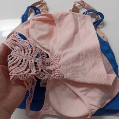 Bralette rajut halus belakang brukat kupu butterfly bra brukat belakang muat jumbo size rajut halus