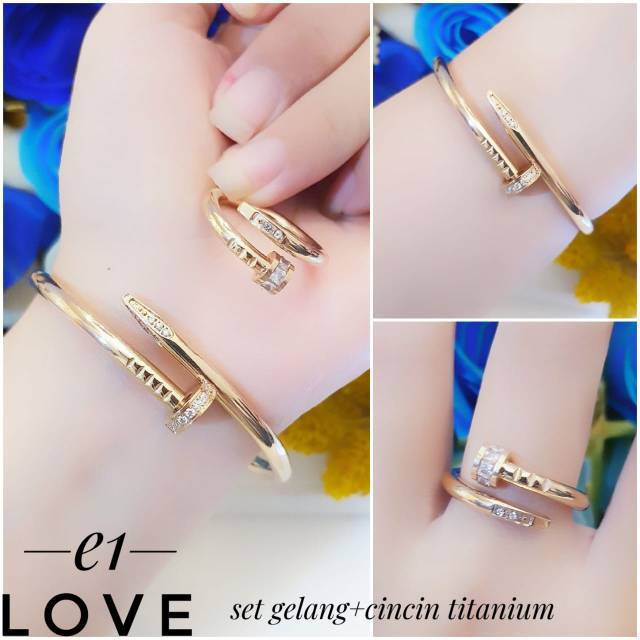 Titanium gelang dan cincin 2504h