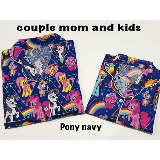 bajutidur Pony-NAVY bisa pasangan ibu anak keluarga / set piyama keluarga