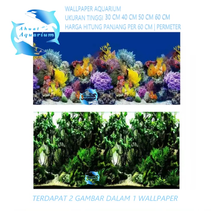 WALLPAPER AQUARIUM 3D CORAL UKURAN 30 CM 50 CM 60 CM BACKGROUND AQUARIUM