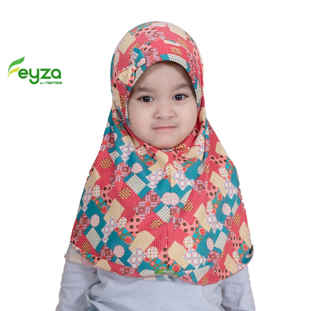 Jilbab Instan Anak Feyza Zalsa | Hijab Instan Anak Motif Kerudung Instan Bergo Motif Usia 1-3 Tahun