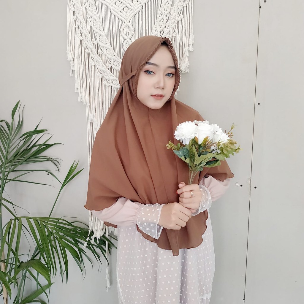 Hijab instan Sarah Lipit Jilbab Instan Bergo Sarah Lipiit Kerudung Instan Premium Diamond-SARAH COFFE