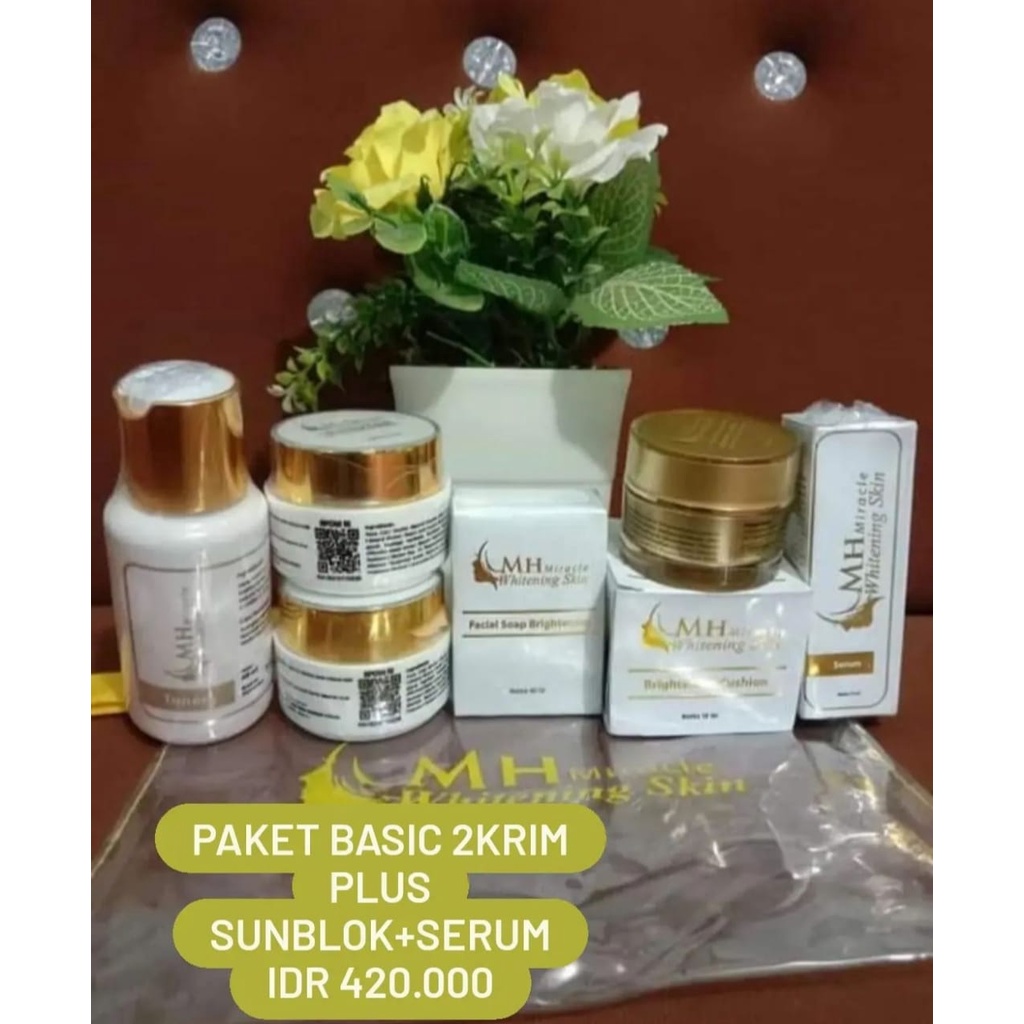 MH Miracle Whitening Skin Paket Basic 2 Cream 1 Sunblock 1 Serum BPOM Ori