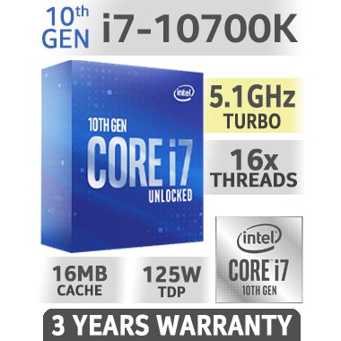 Prosesor Intel® Core™ i7-10700K Cache 16 MB, hingga 5,10 GHz