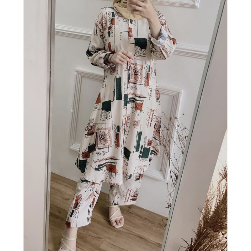 MANDA ONE SET WANITA / SETELAN RAYON DAILY ONE SET BAJU SETELAN PAJIMAS WANITA KEKINIAN-AVORA LONG SET