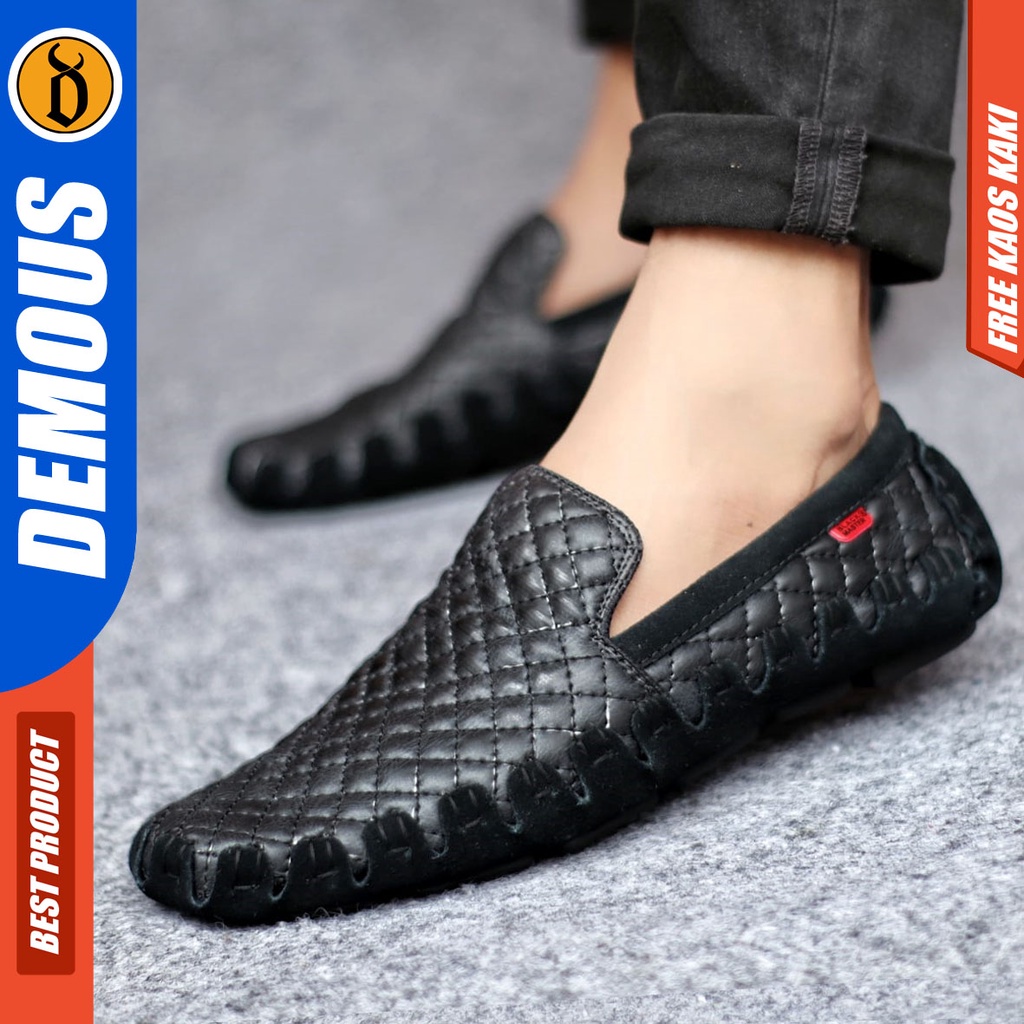 DEMOUS JIRAGA Sepatu Casual Slip On Kulit Asli Kerja Pria